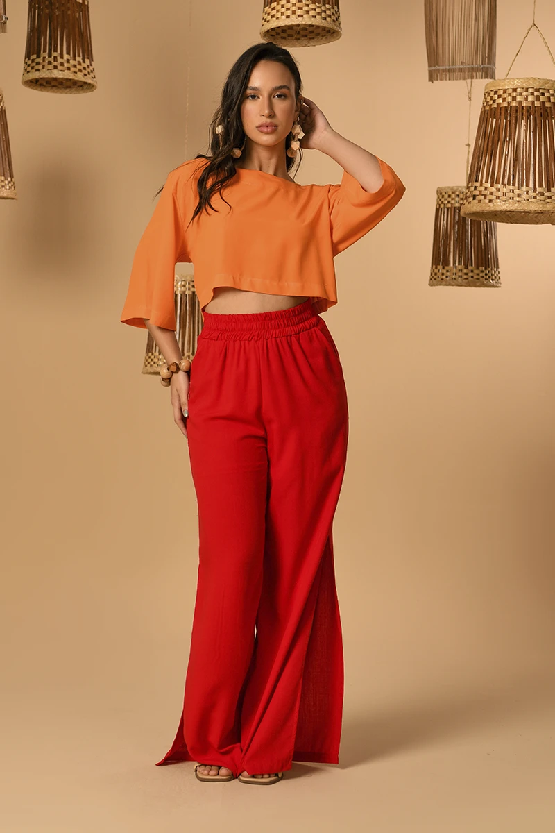 Calça Pantalona Vermelha