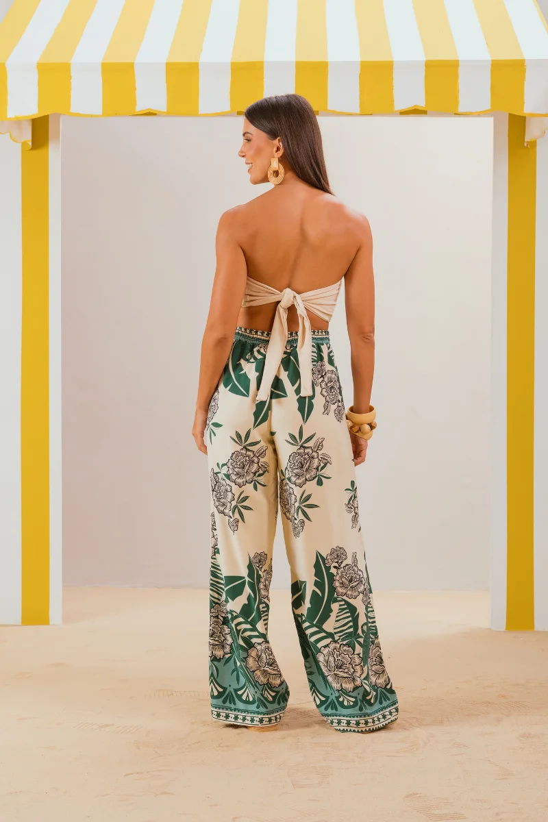 Calça Ladrilho Verde Floral