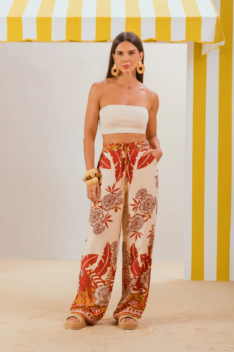 Calça Ladrilho Vermelho Terra Floral