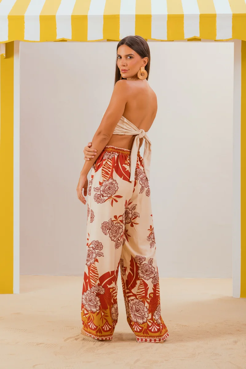 Calça Ladrilho Vermelho Terra Floral