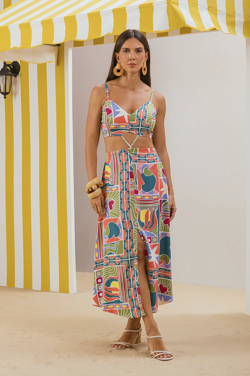 Vestido Pôr-do-sol Verão Suave