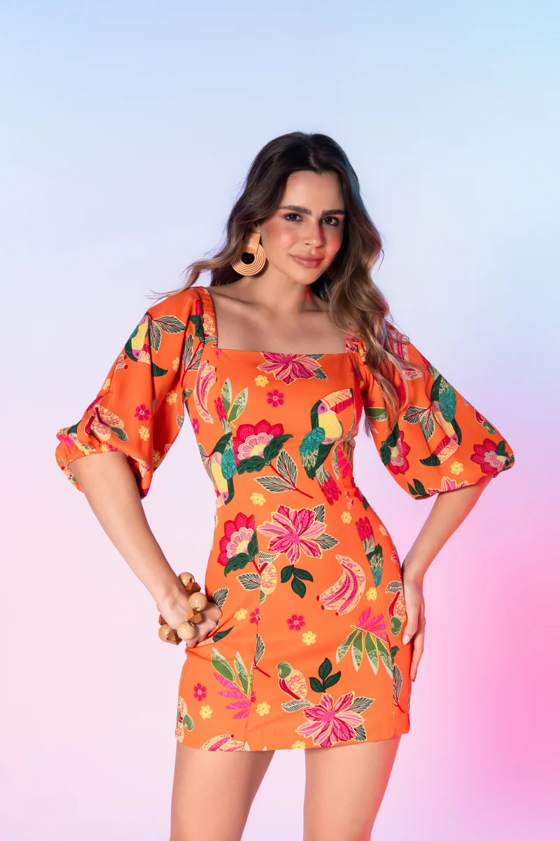 Vestido Poesia Laranja