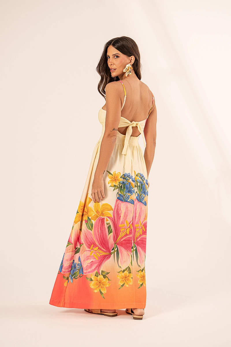 Vestido Bahia Estampado Laranja