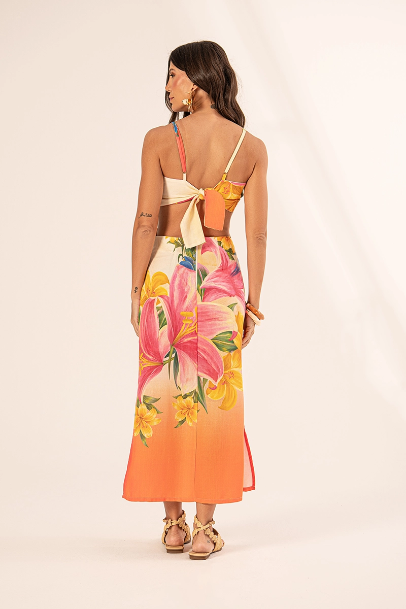 Vestido Liz Estampado Laranja