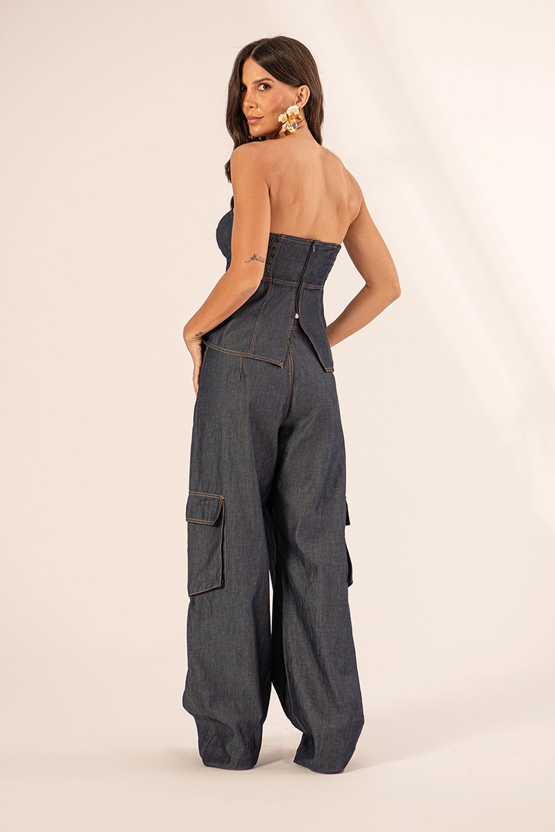 Cropped Denim Jeans Escuro