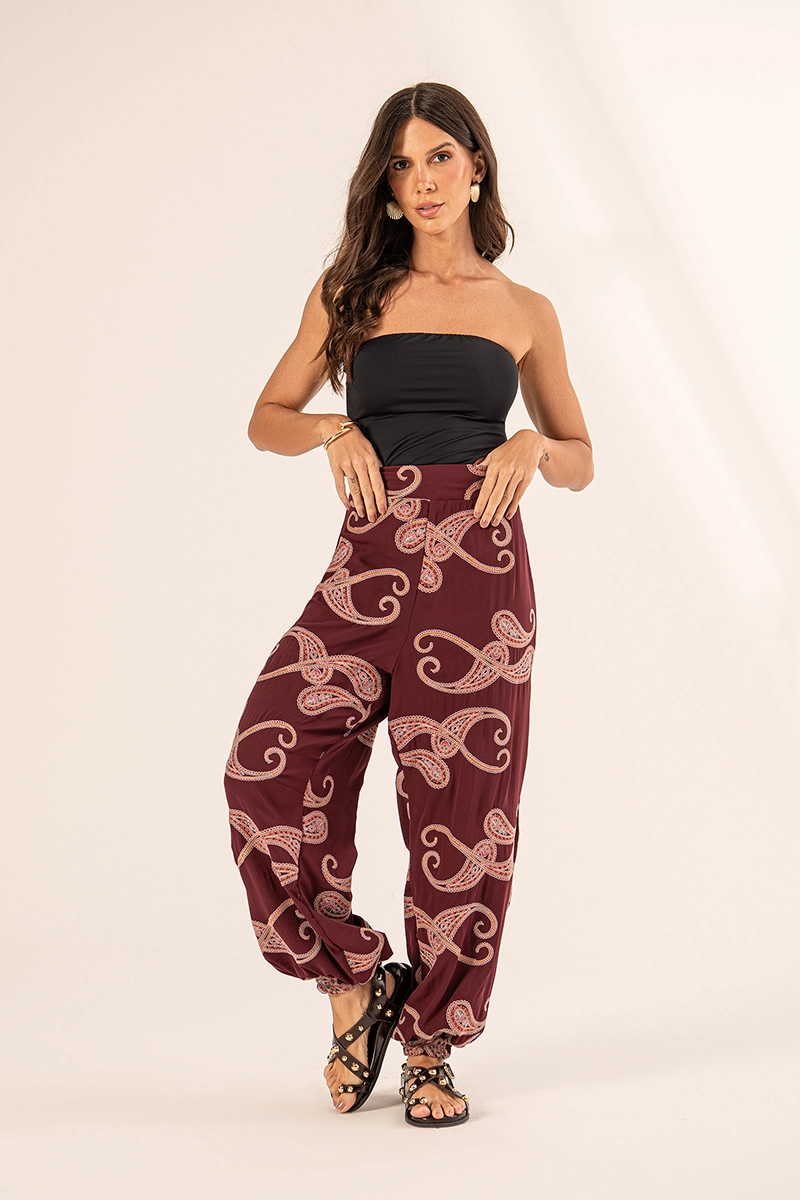 Calça Mar Bordô Estampado