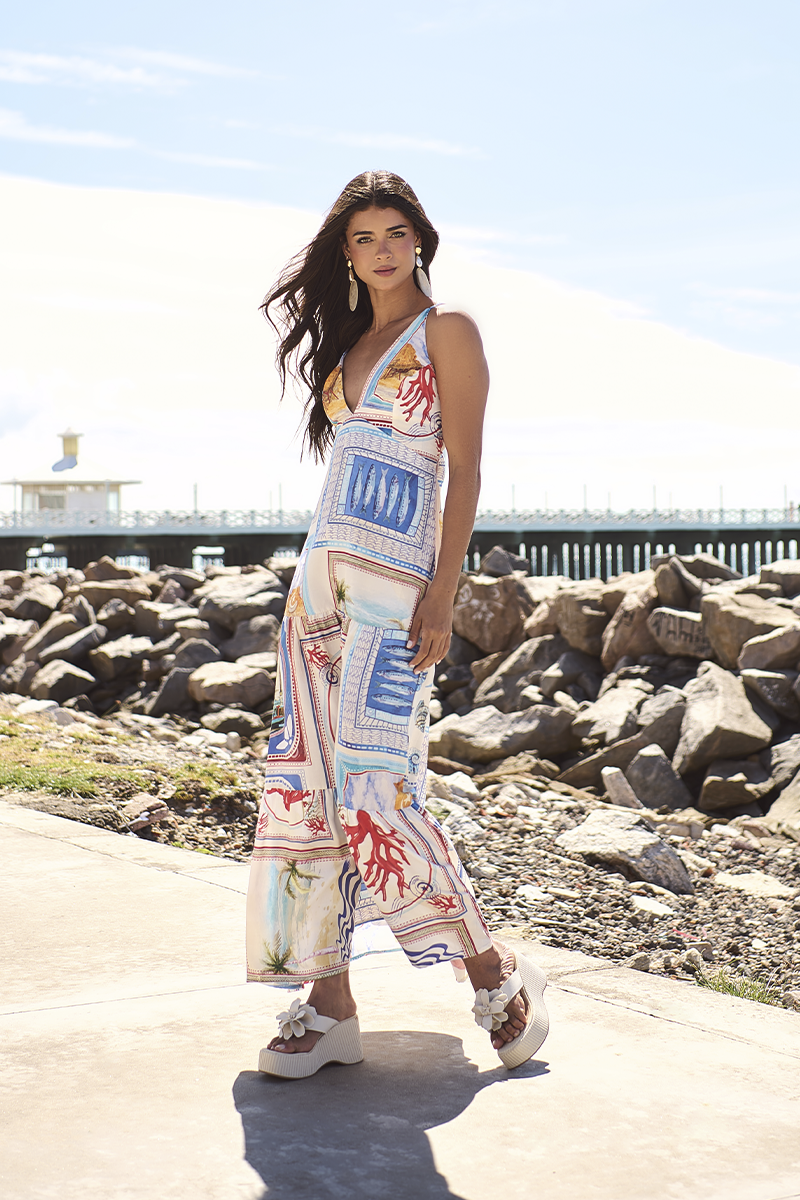 Vestido Pipa Estampado Azul